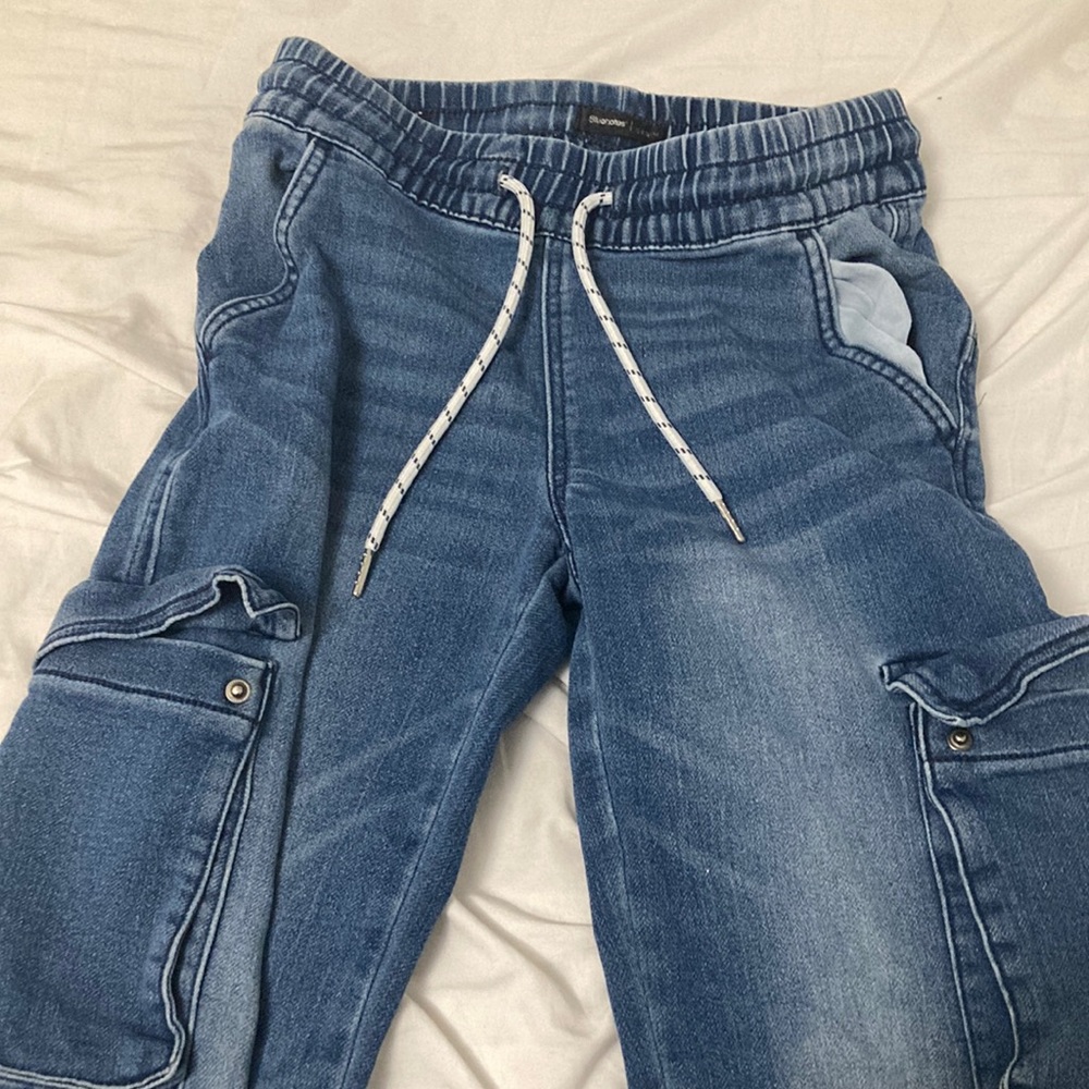 bluenotes denim jean track pants, comfy with pockets- small